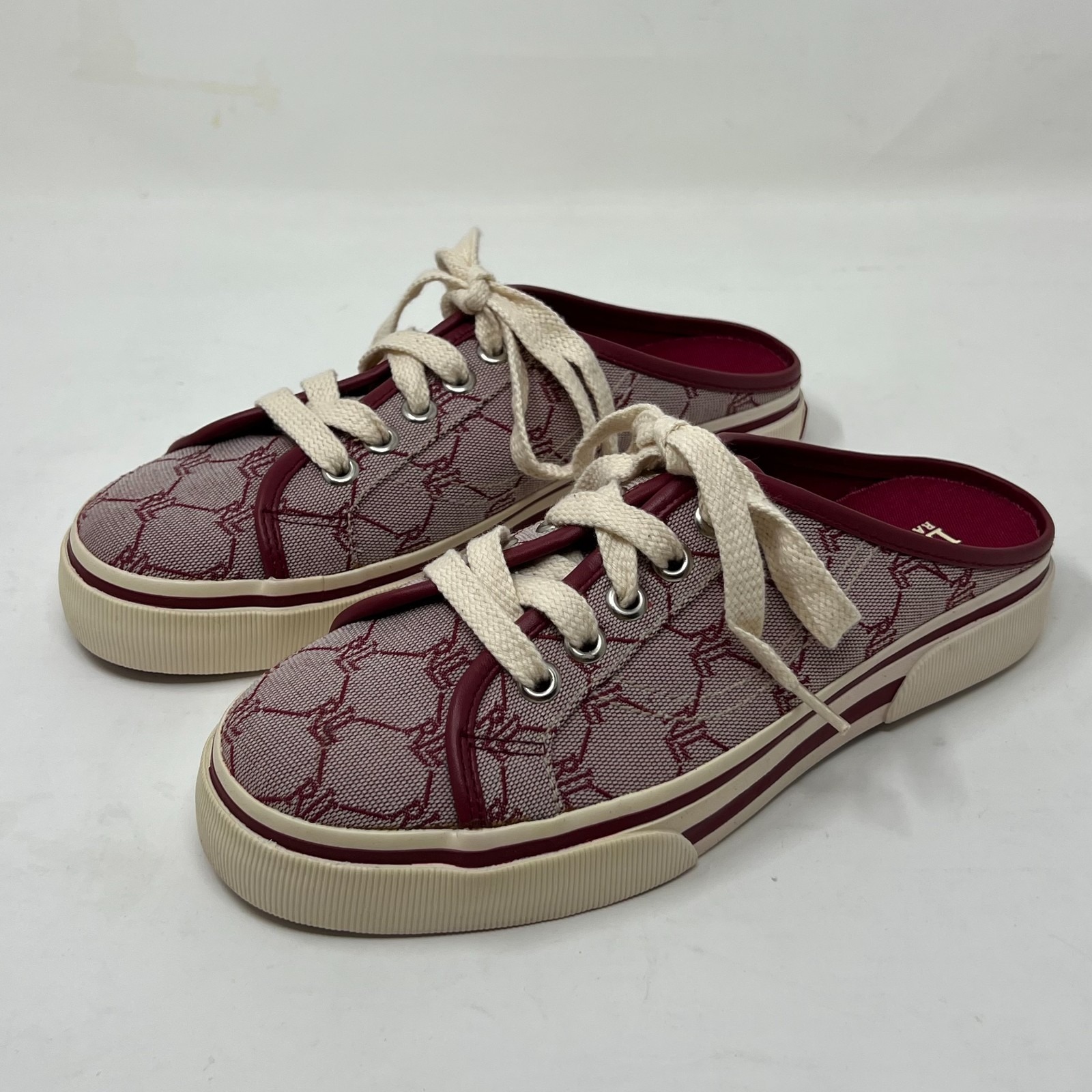 Ralph Lauren Cissy Red Signature Fabric Mule Sneaker Women's Size 8b Vtg New